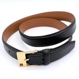 Lauren Ralph Lauren Black Italian Leather Belt XL Gold Buckle Classic